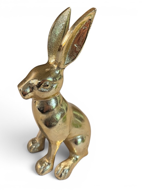 Other - Gold Rabbit cast metal 8 1/2” Figurine Decorative Accent